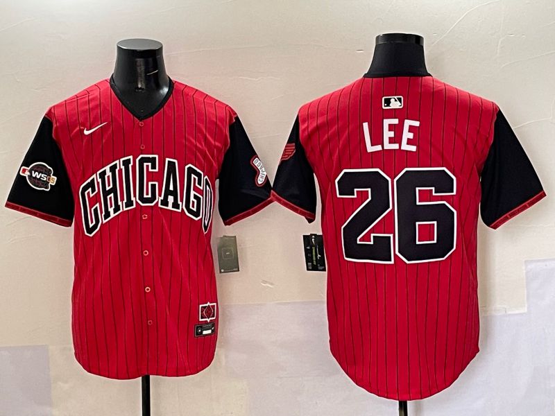Men Chicago White Sox #26 Lee Red Stripe Joint Name Nike 2025 MLB Jersey style 5